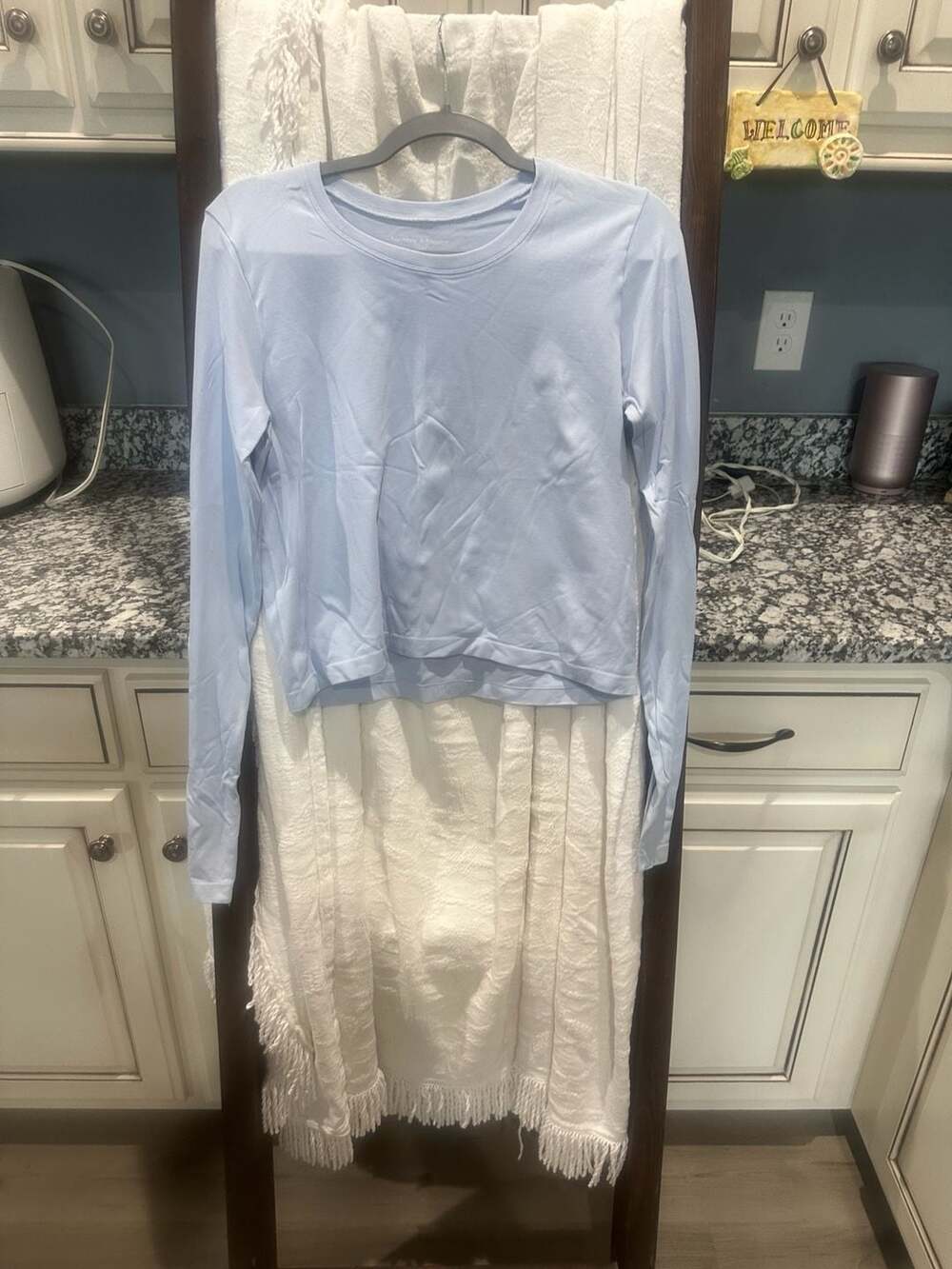 Harmony & Balance Light Blue Long Sleeve Crop Top Size M